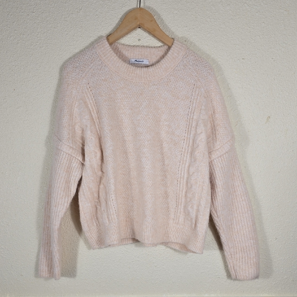 Madewell Cable Havener Pullover Sweater Alpaca-Poly-Wool-Blend Women's Sz.M - Picture 4 of 14